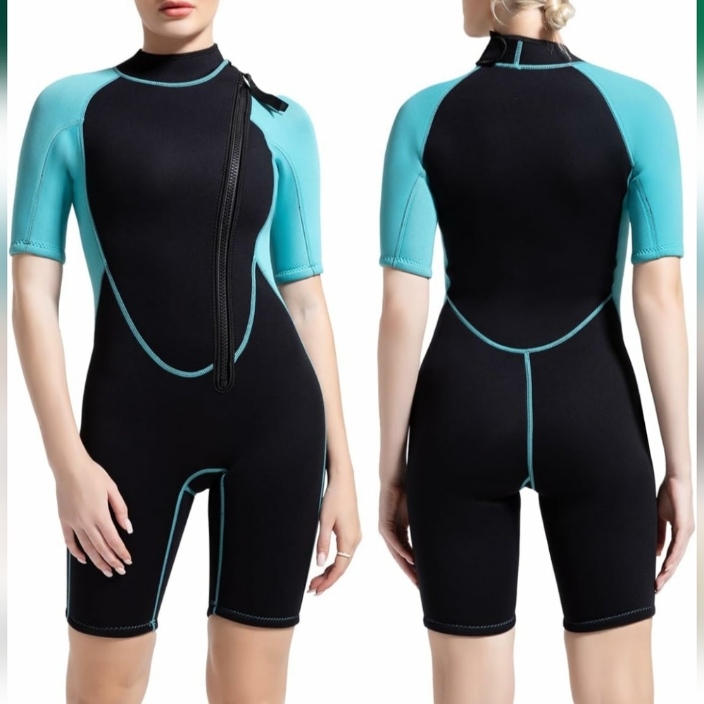 Shorty Neoprene Wetsuit with Front Zipper 3mm, 2mm Shorty Sleeves